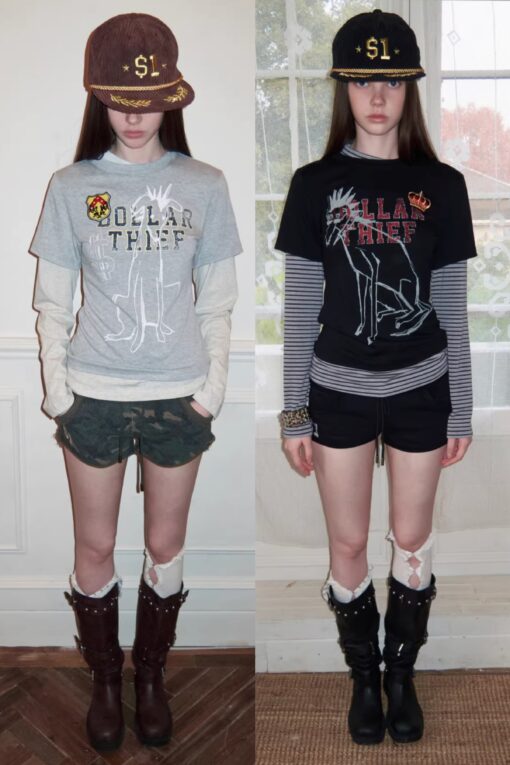 IN STOCK ♱ Y2K GRAPHIC LAYERED LONG SLEEVE TEE ♱ 2colors