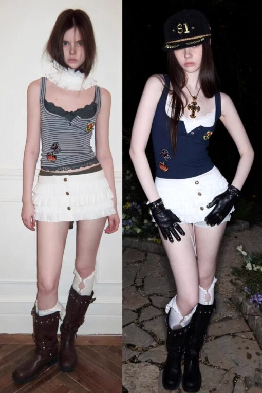 IN STOCK ♱ Y2K ROYAL PUNK LACE CAMI ♱ 3colors