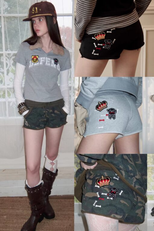IN STOCK ♱ BONE EMBROIDERY SWEAT SHORTS - 4colors
