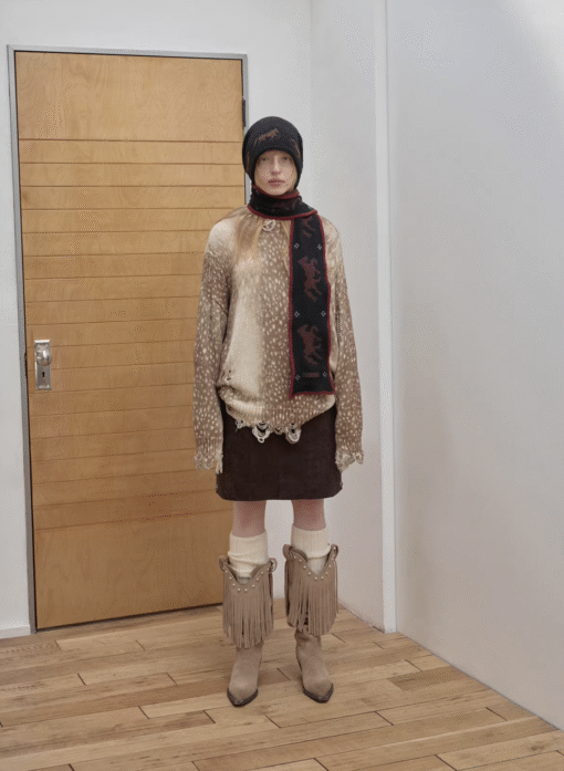 Alternative view of IN STOCK ♱ BAMBI FAWN DISTRESSED KNIT SWEATER