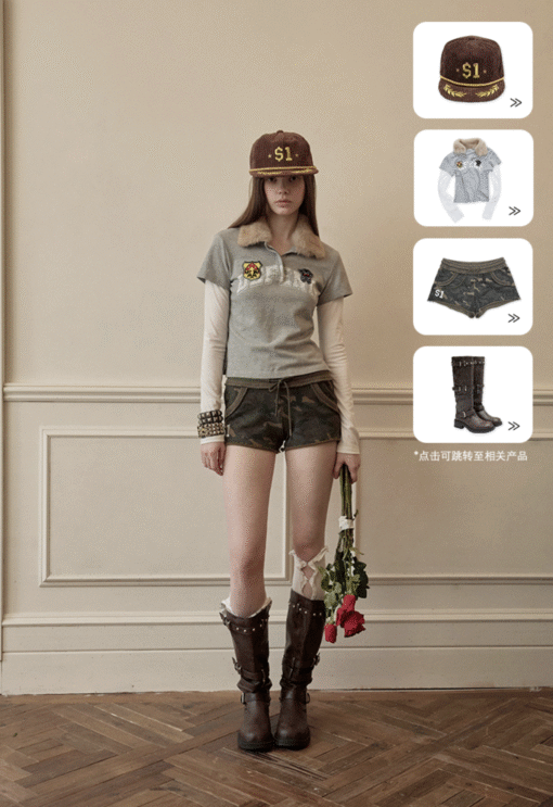 Alternative view of IN STOCK ♱ Y2K LAYERED FUR COLLAR DETACHABLE  TEE ♱ 2colors