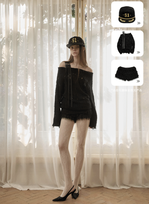 Alternative view of IN STOCK ♱ DISTRESSED KNIT STRAP SWEATER - 2colors