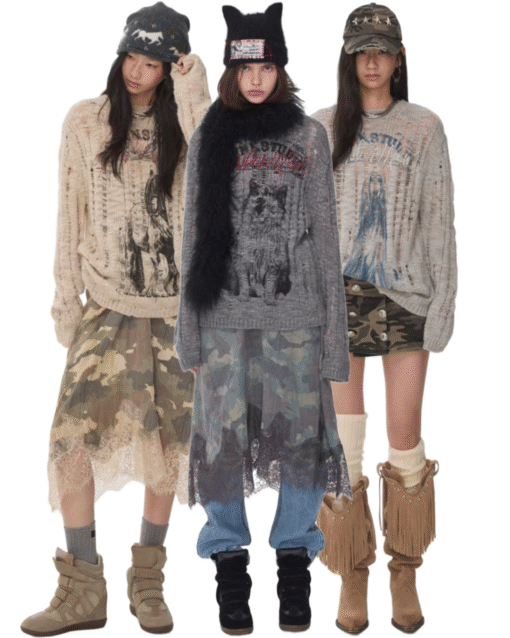 IN STOCK ♱ VINTAGE WOLF DESTROYED SWEATER - 3colors