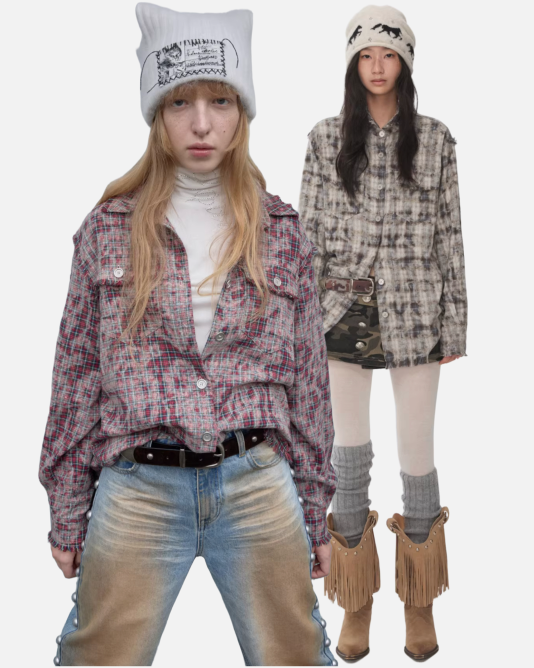 IN STOCK ♱ KOMO WASHED PLAID SHIRT - 2colors