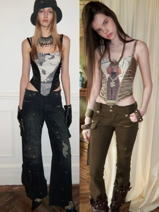 IN STOCK ♱ POSH PUP CORSET-STYLE CROPPED CAMISOLE - 2colors