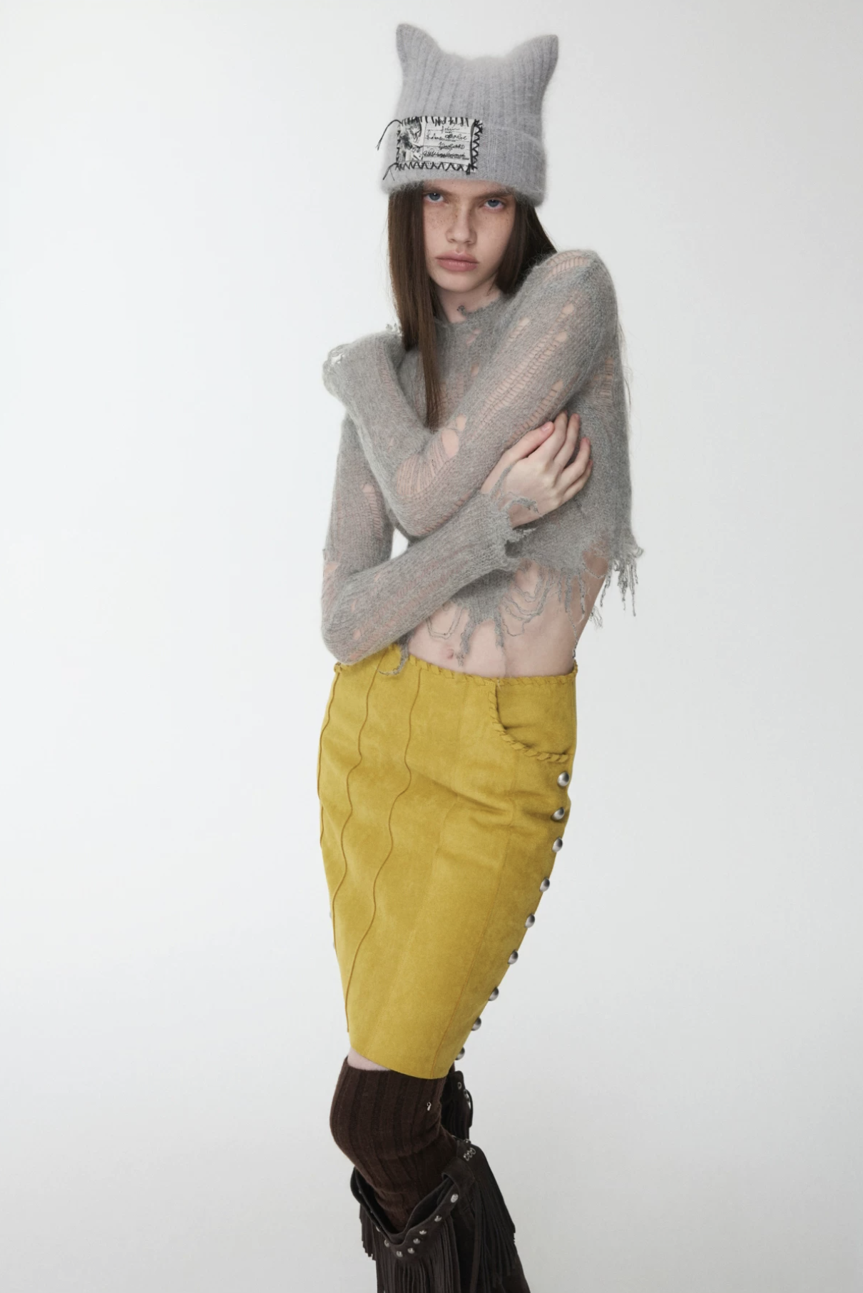 IN STOCK ♱ MOHAIR DISTRESSED FITTED CROPPED SWEATER - 3colors - Image 13
