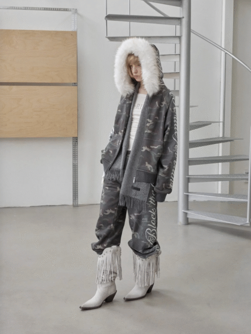 Alternative view of IN STOCK ♱ FAUX-FUR HOODED SWEATSHIRT❗️DETACHABLE HOOD❗️& SWEATPANTS SET