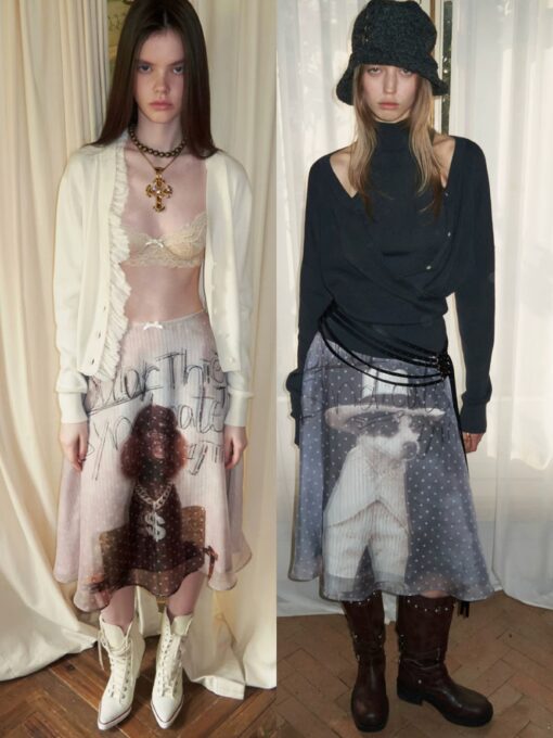 IN STOCK ♱ LAYERED SHEER CHIFFON A-LINE MIDI SKIRT - 2colors