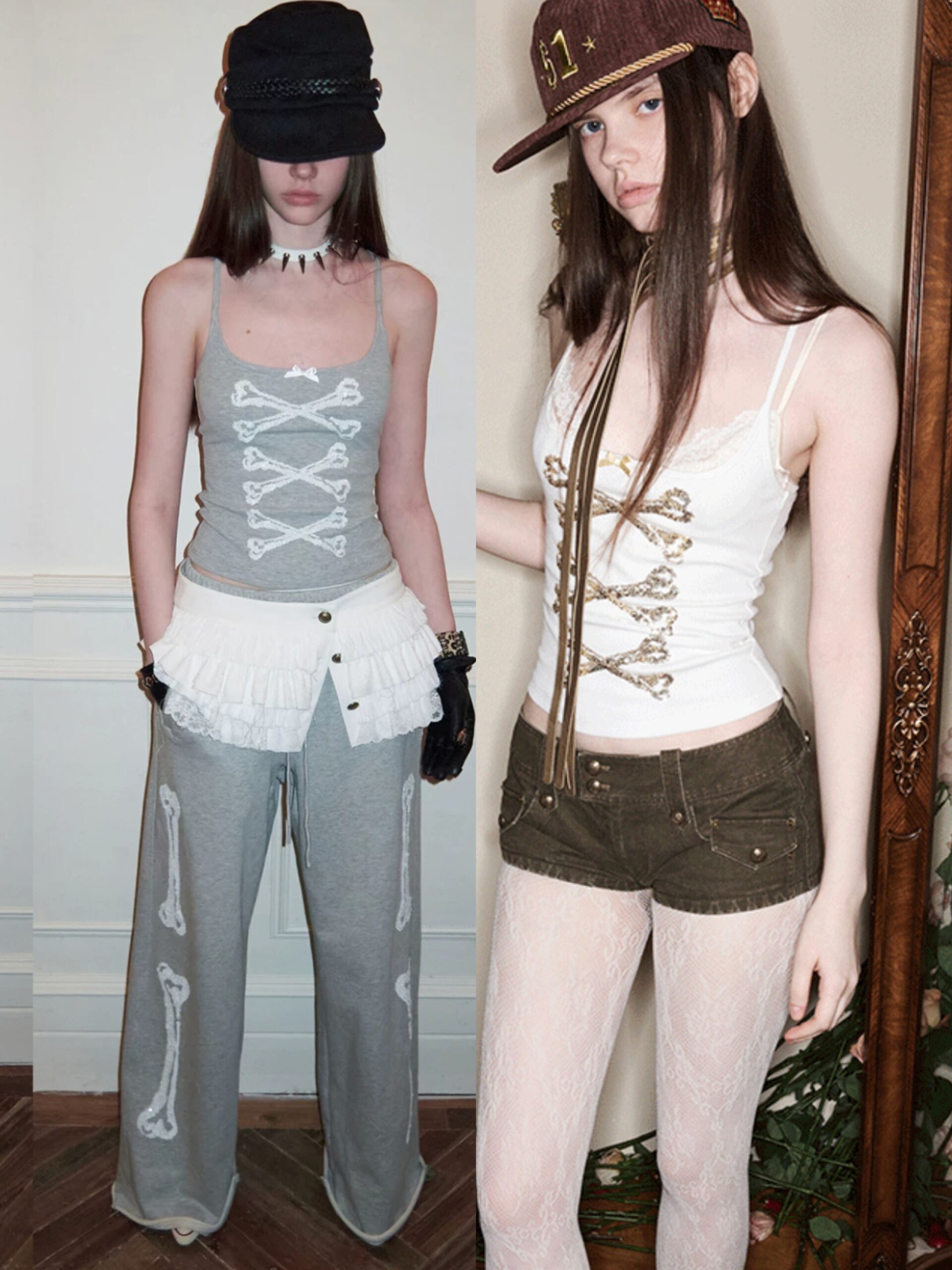 IN STOCK ♱ ZIN CRYSTAL BONE TANK TOP - 2colors