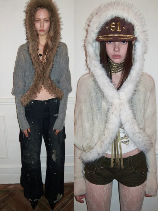 IN STOCK ♱ ROXY VINTAGE FUR CARDIGAN - 2colors