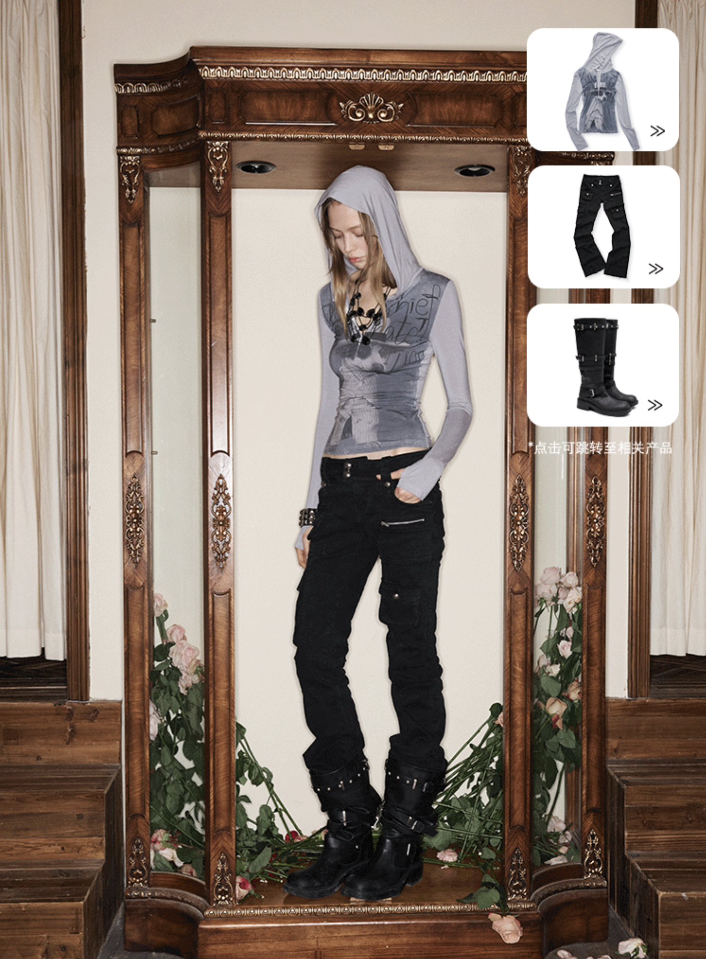 IN STOCK ♱ SNAP ZIP-UP HOODED FITTED T-SHIRT - 2colors - Image 5