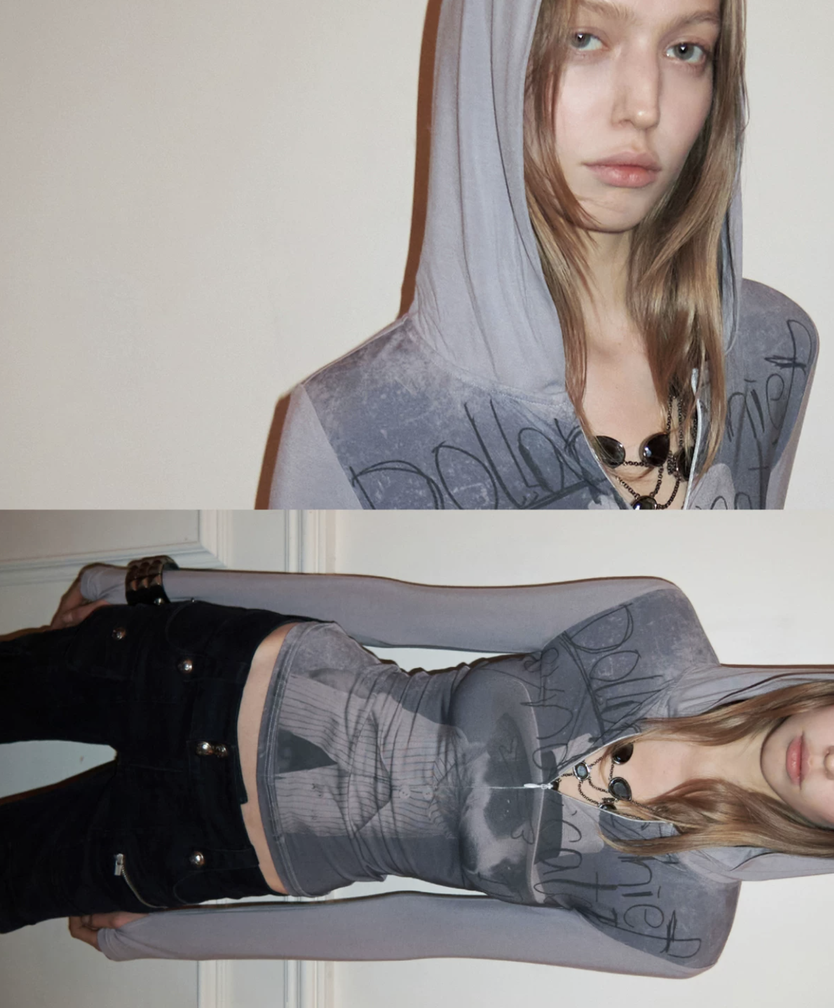 IN STOCK ♱ SNAP ZIP-UP HOODED FITTED T-SHIRT - 2colors - Image 10