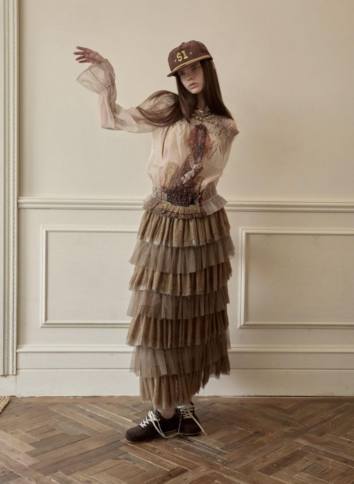 IN STOCK ♱ SIN SHEER CHIFFON GRAPHIC LONG-SLEEVE TOP - 2colors - Image 13
