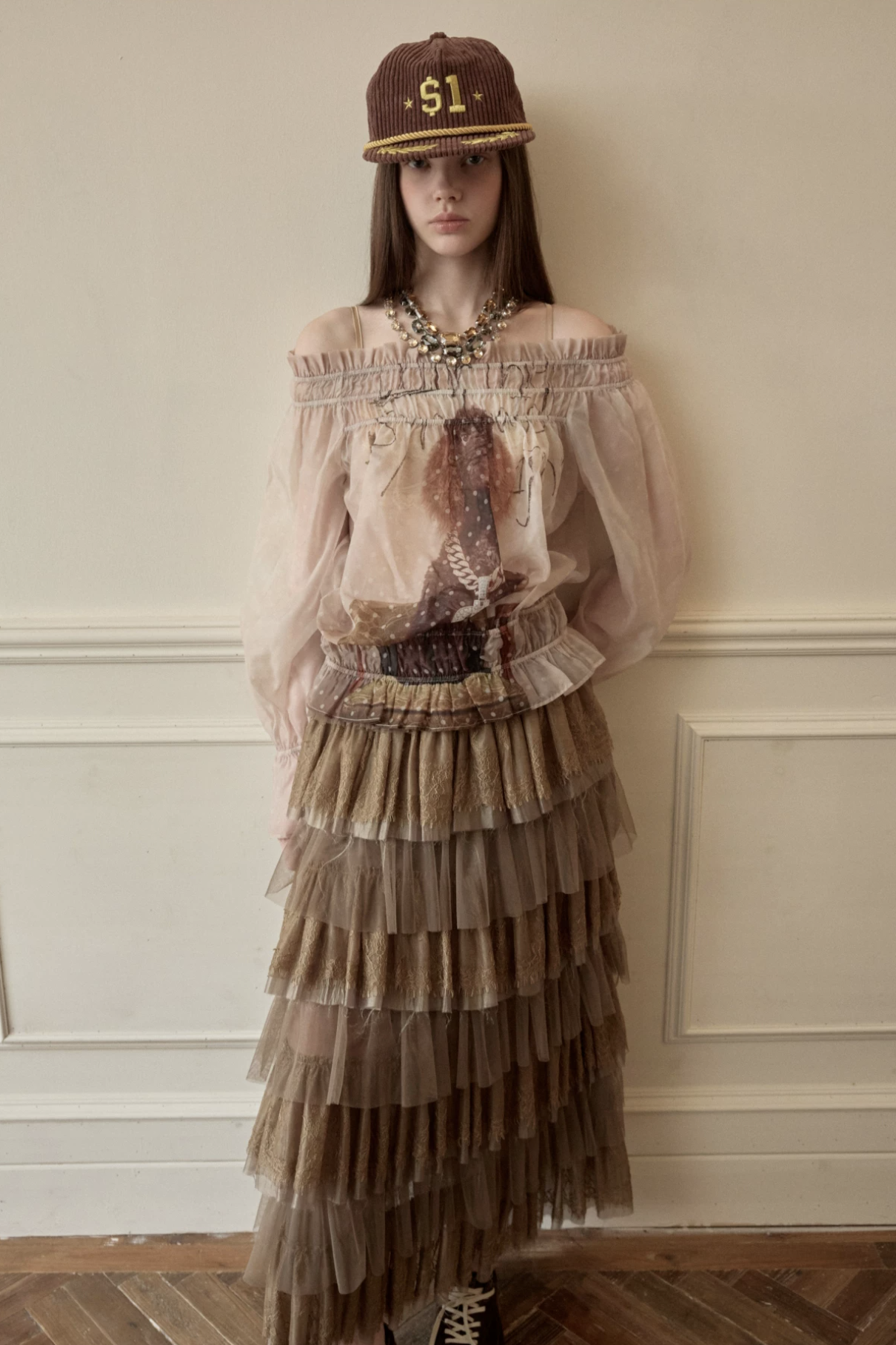 IN STOCK ♱ SIN SHEER CHIFFON GRAPHIC LONG-SLEEVE TOP - 2colors - Image 14