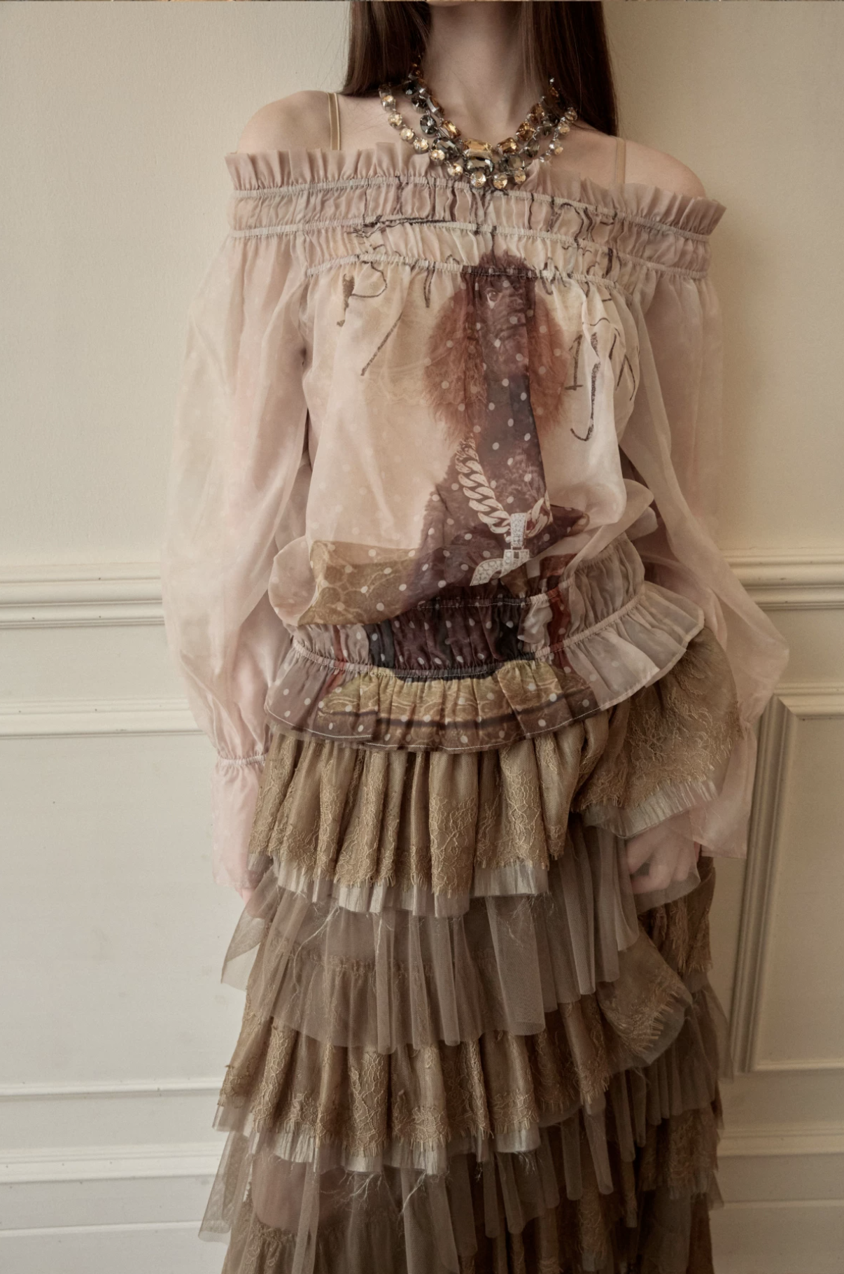 IN STOCK ♱ SIN SHEER CHIFFON GRAPHIC LONG-SLEEVE TOP - 2colors - Image 15
