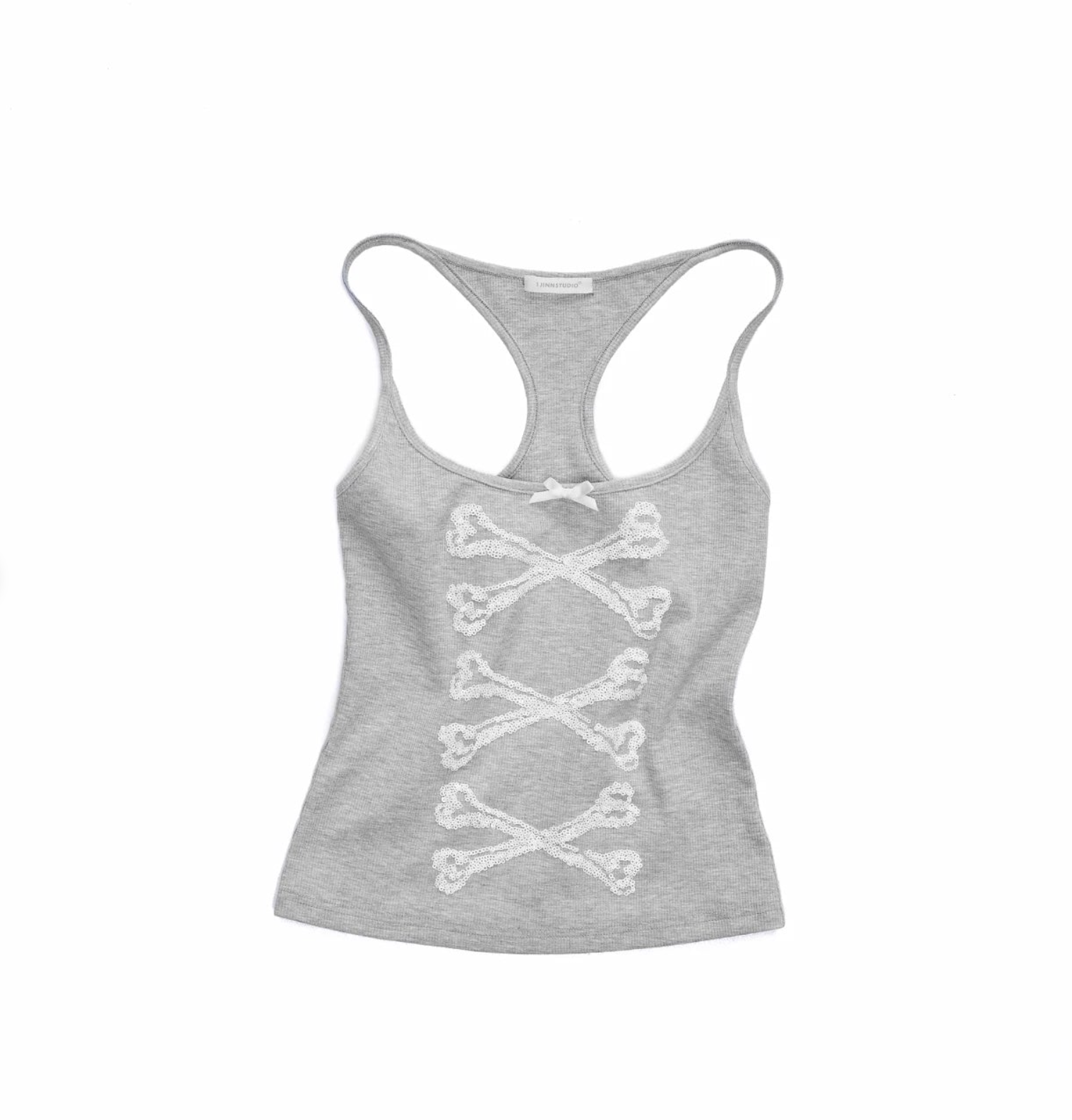 IN STOCK ♱ ZIN CRYSTAL BONE TANK TOP - 2colors - Image 9