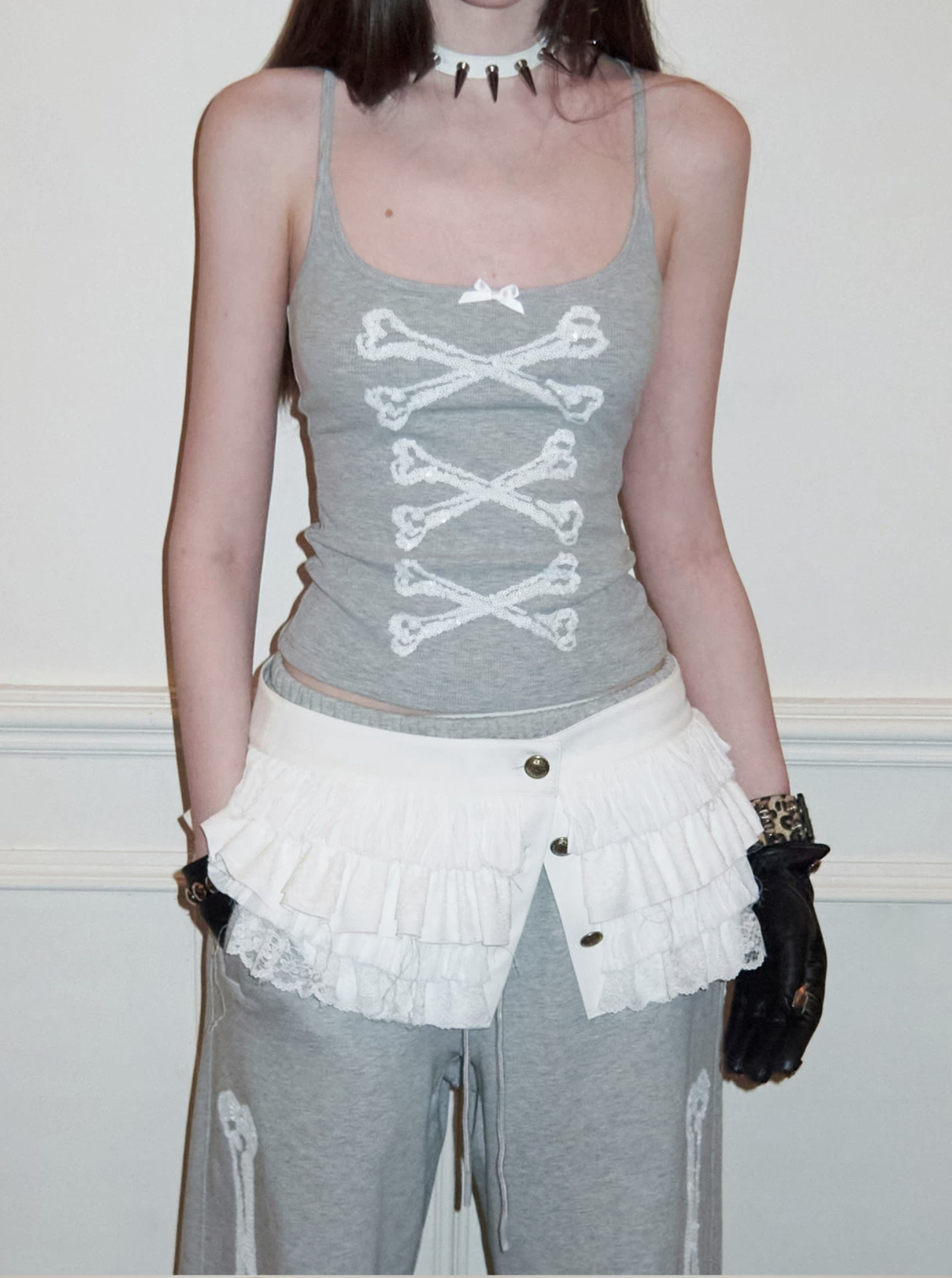 IN STOCK ♱ ZIN CRYSTAL BONE TANK TOP - 2colors - Image 5