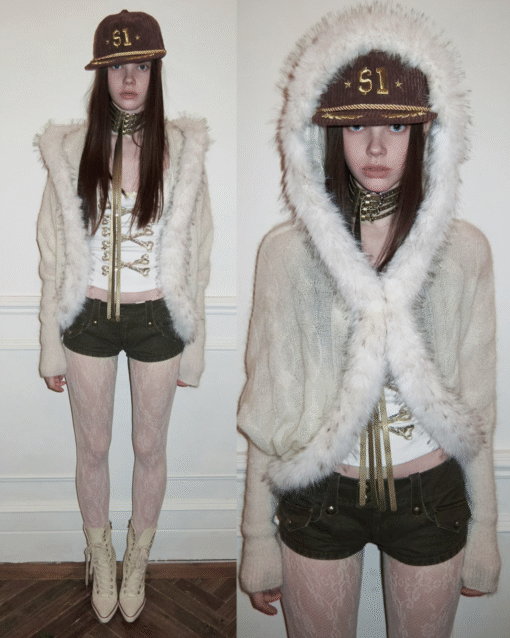 IN STOCK ♱ ROXY VINTAGE FUR CARDIGAN - 2colors
