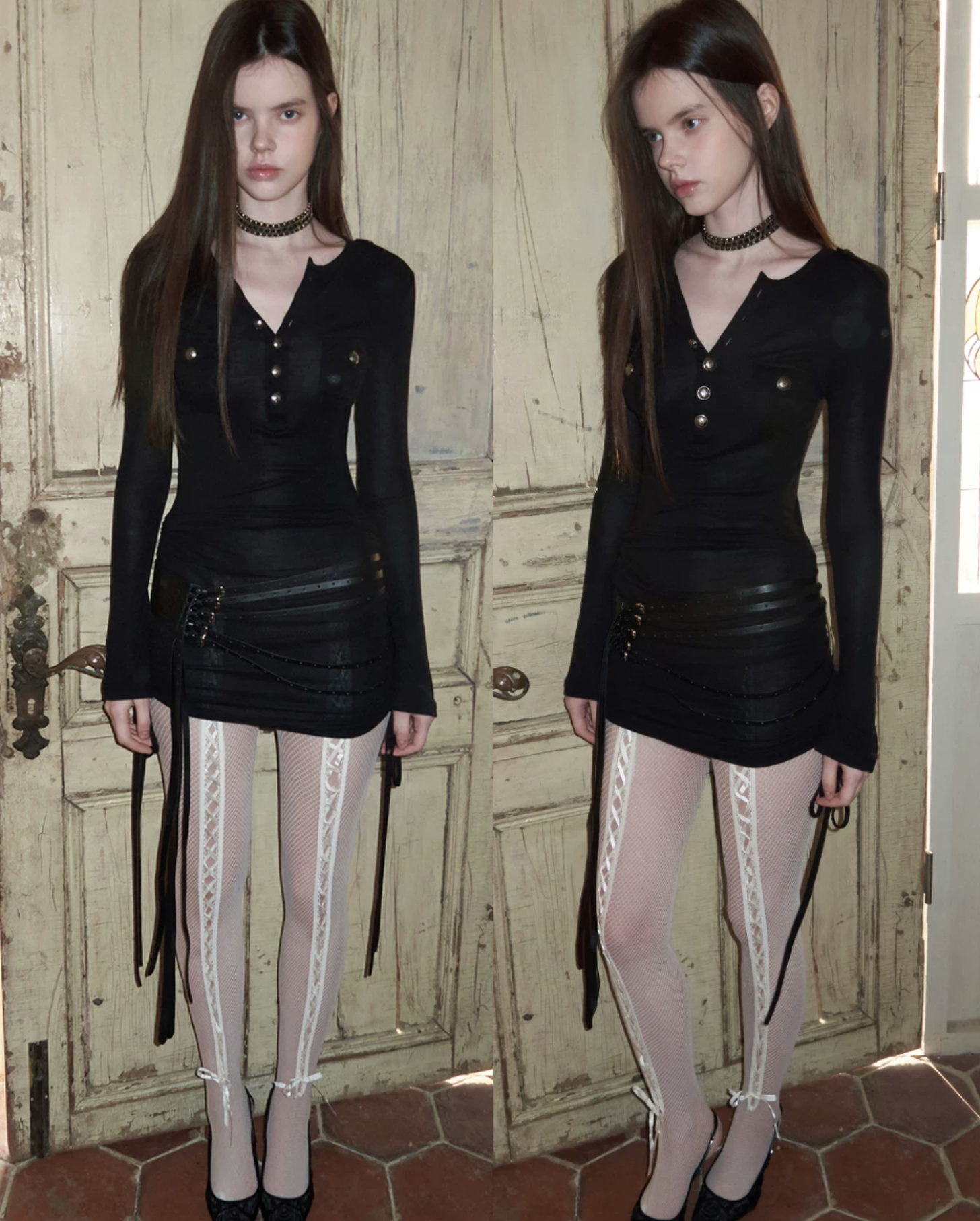 IN STOCK ♱ GUN DRAWSTRING BODYCON MIDI DRESS - 3colors - Image 9