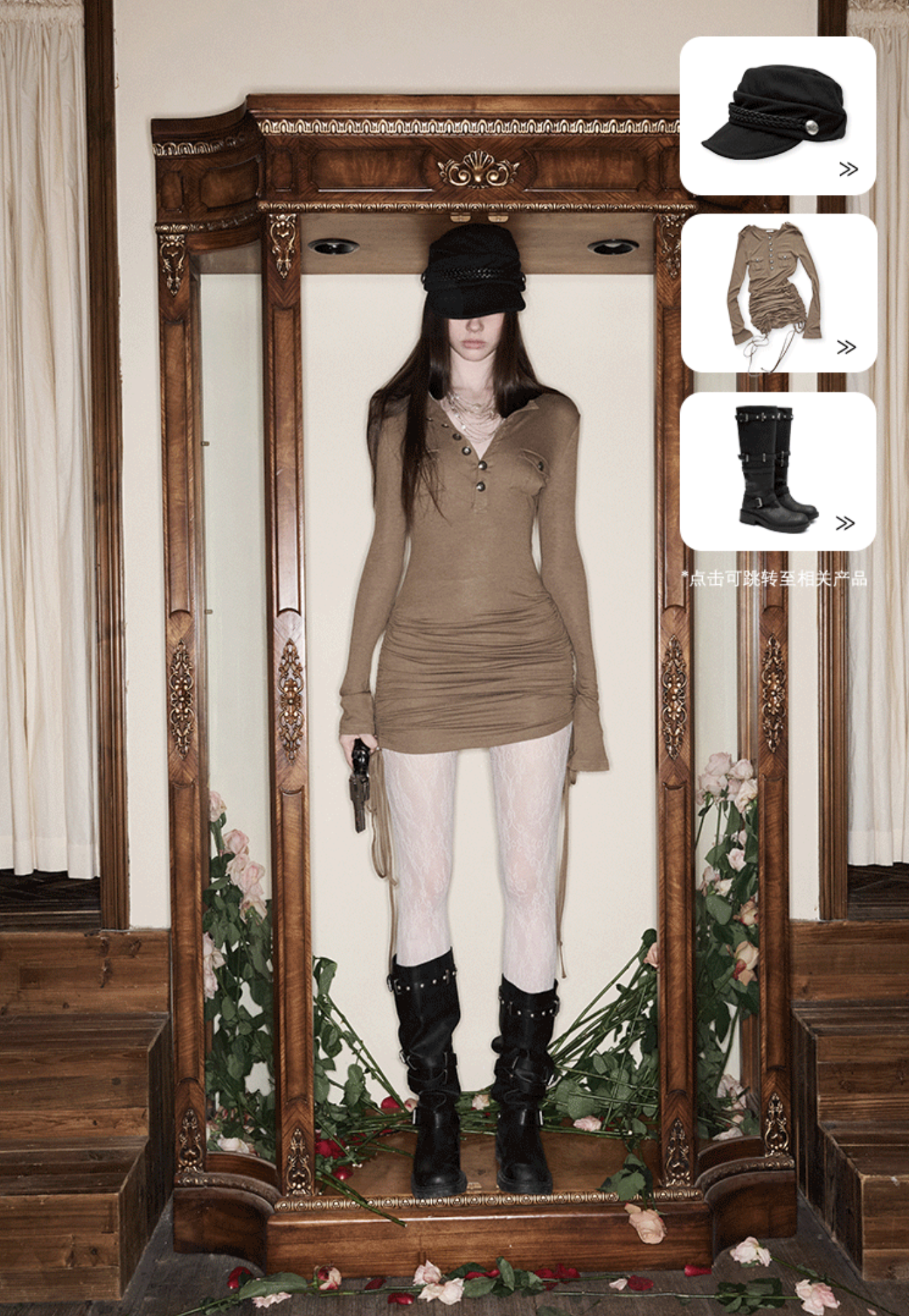 IN STOCK ♱ GUN DRAWSTRING BODYCON MIDI DRESS - 3colors - Image 5