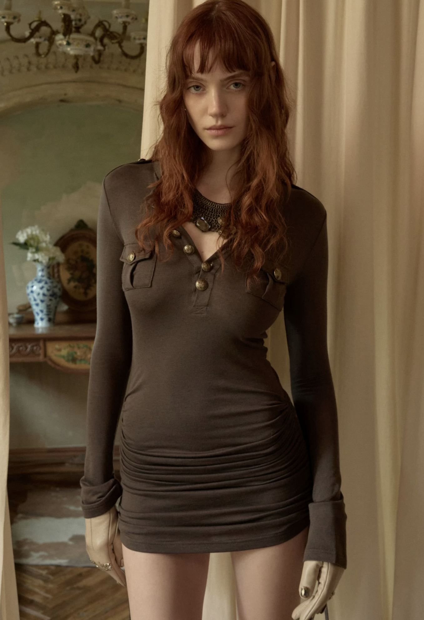 IN STOCK ♱ GUN DRAWSTRING BODYCON MIDI DRESS - 3colors - Image 22