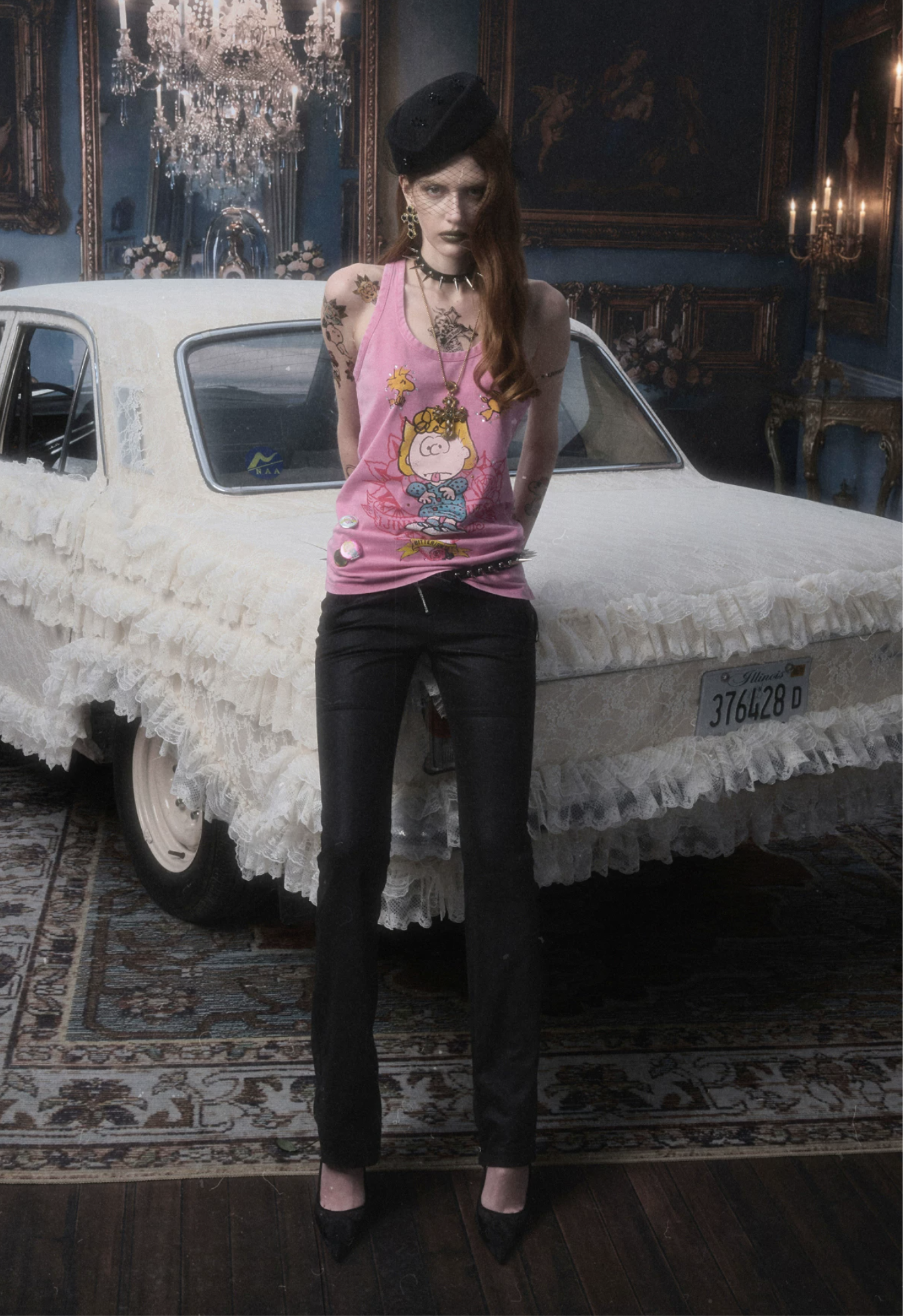 IN STOCK ♱ 1JINN x SNOOPY ੯‧̀͡⬮ SALLY VINTAGE GRAPHIC TANK TOP - PINK - Image 4