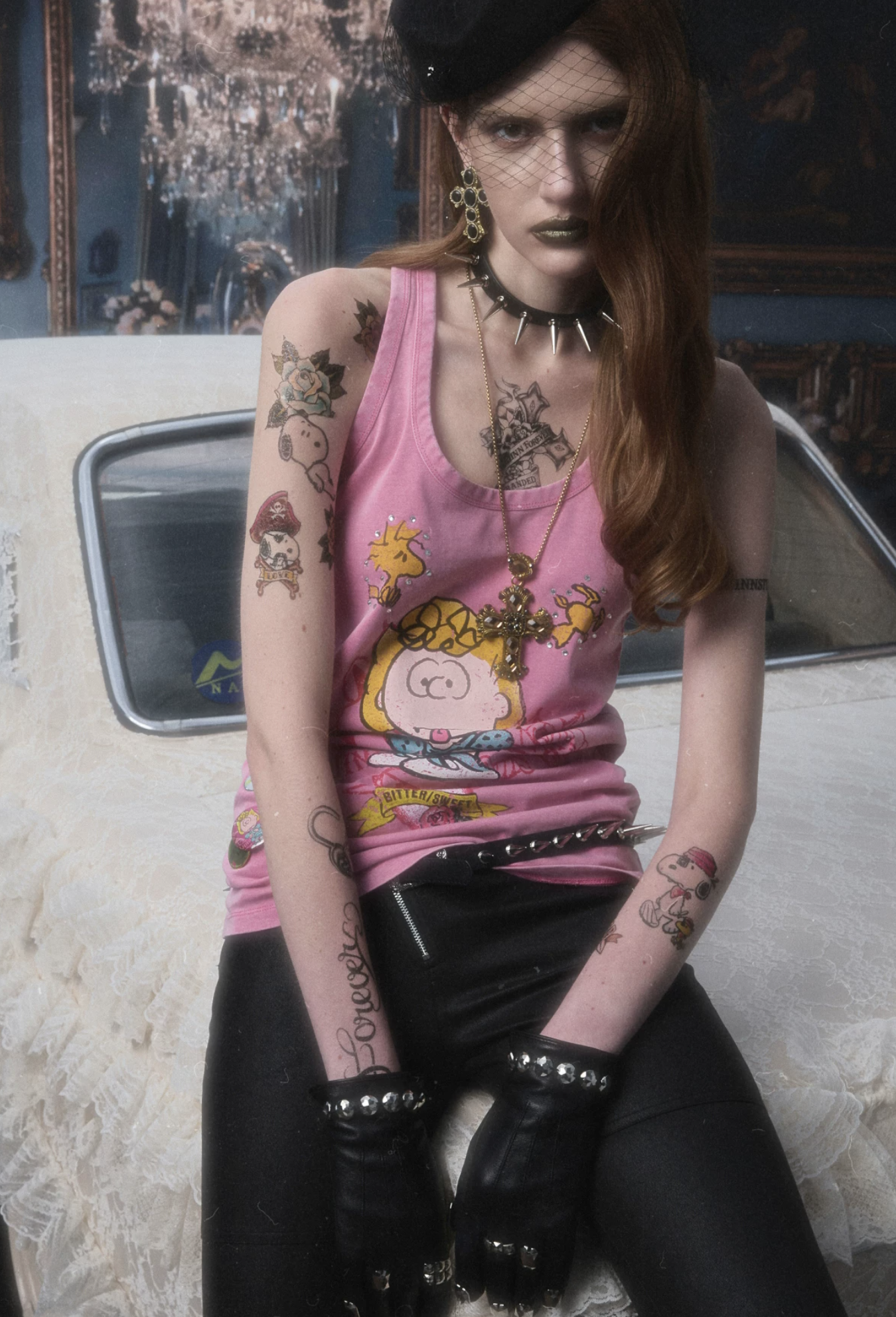IN STOCK ♱ 1JINN x SNOOPY ੯‧̀͡⬮ SALLY VINTAGE GRAPHIC TANK TOP - PINK - Image 5