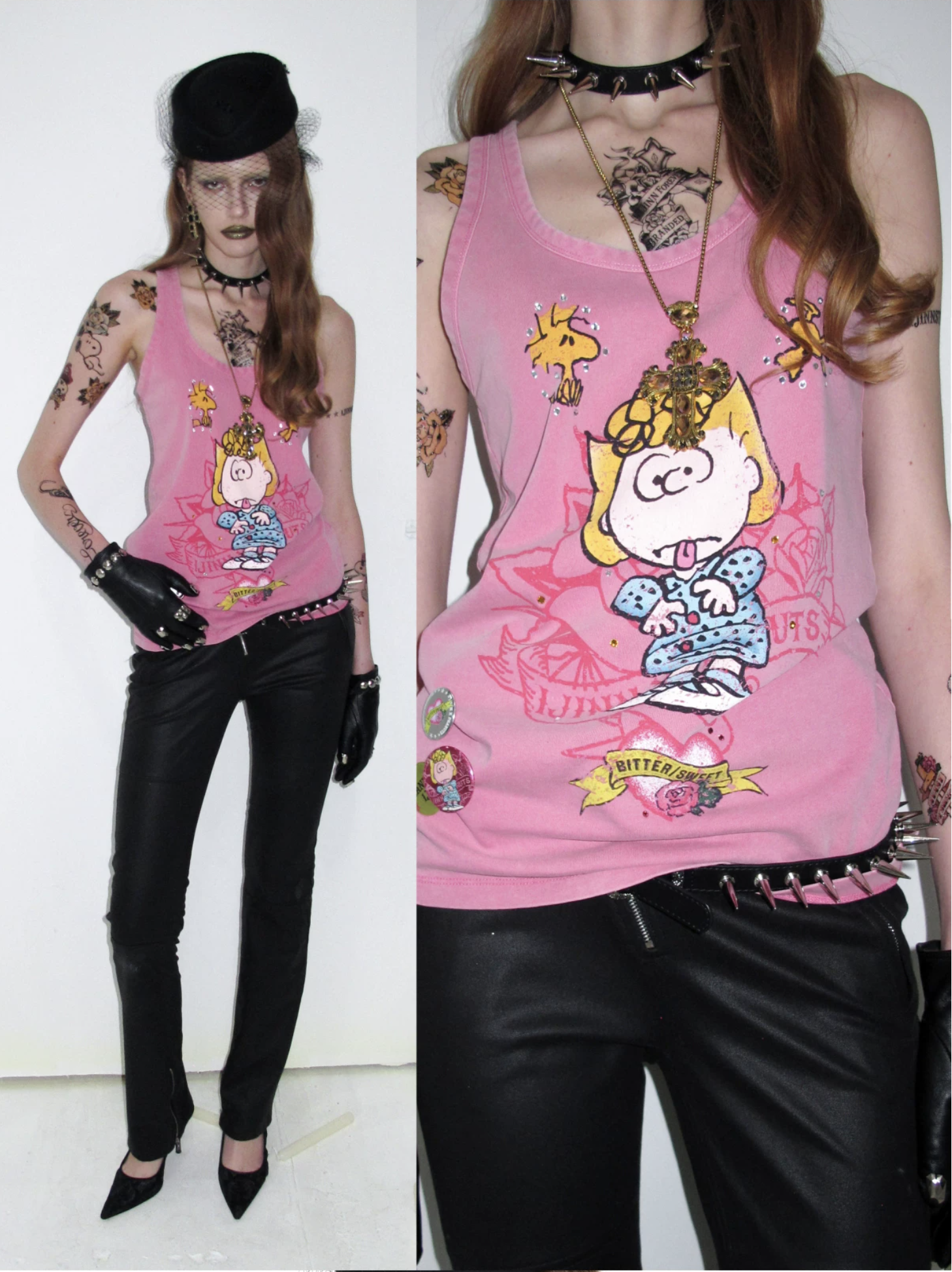 IN STOCK ♱ 1JINN x SNOOPY ੯‧̀͡⬮ SALLY VINTAGE GRAPHIC TANK TOP - PINK - Image 12