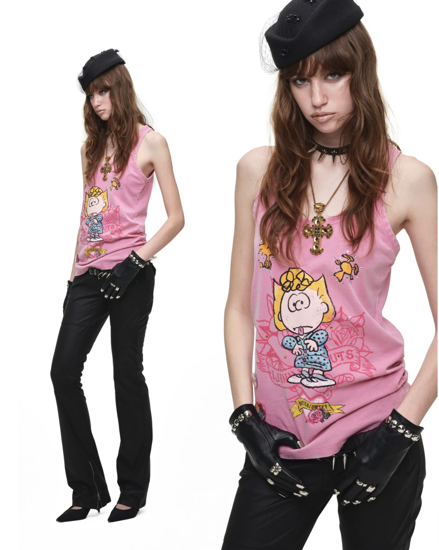 IN STOCK ♱ 1JINN x SNOOPY ੯‧̀͡⬮ SALLY VINTAGE GRAPHIC TANK TOP - PINK - Image 14