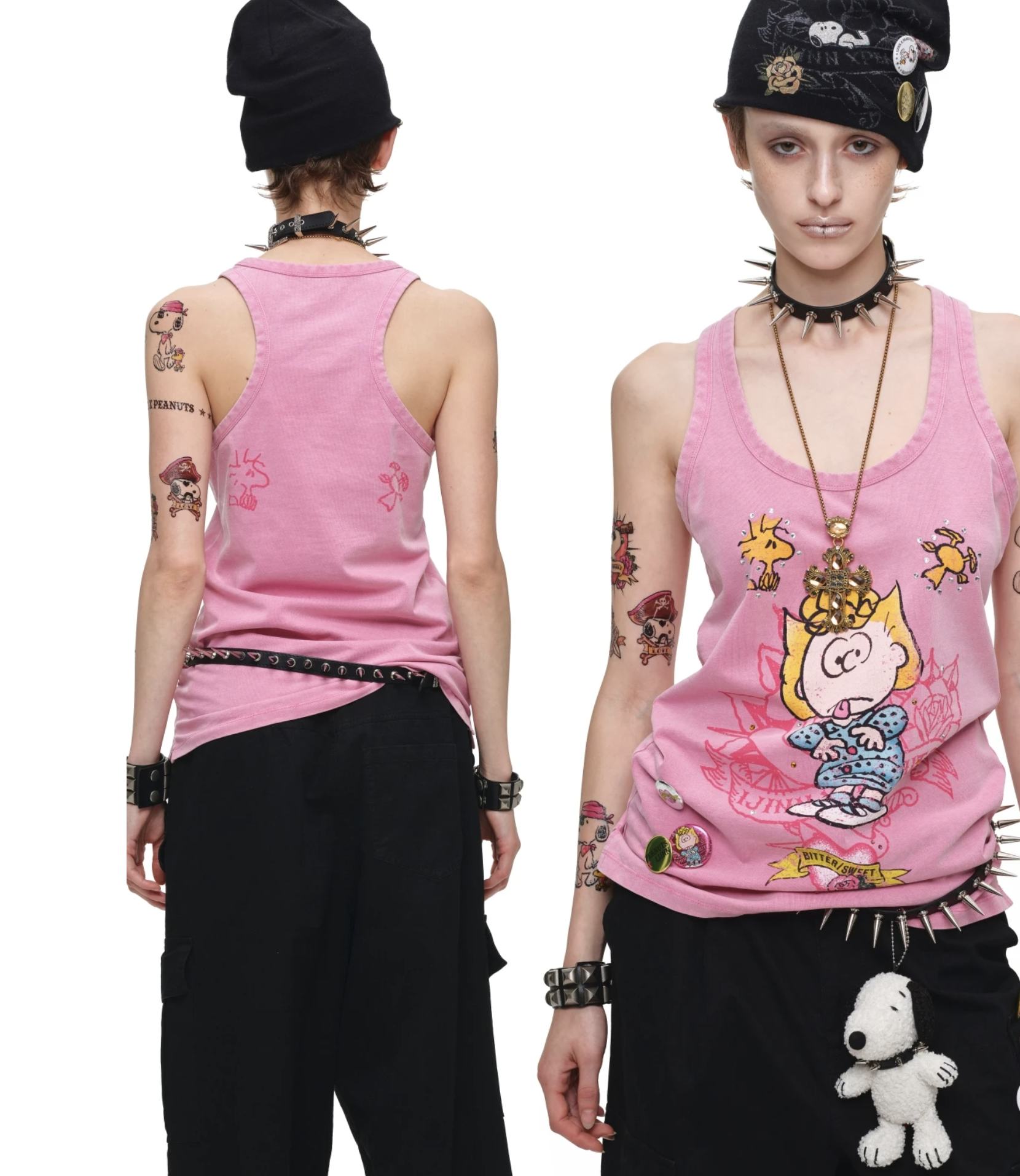 IN STOCK ♱ 1JINN x SNOOPY ੯‧̀͡⬮ SALLY VINTAGE GRAPHIC TANK TOP - PINK - Image 19