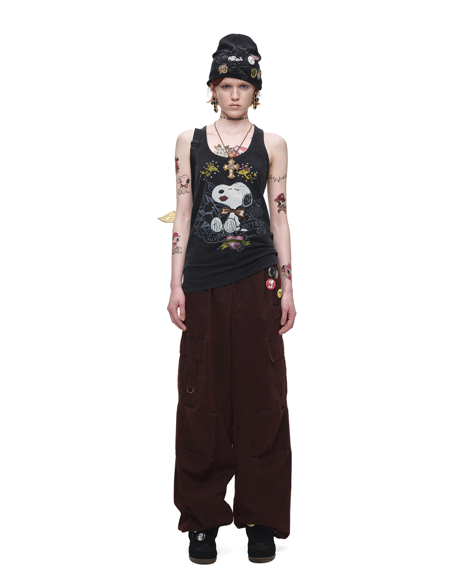 IN STOCK ♱ 1JINN x SNOOPY ੯‧̀͡⬮ SNOOPY VINTAGE GRAPHIC TANK TOP - BLACK - Image 8