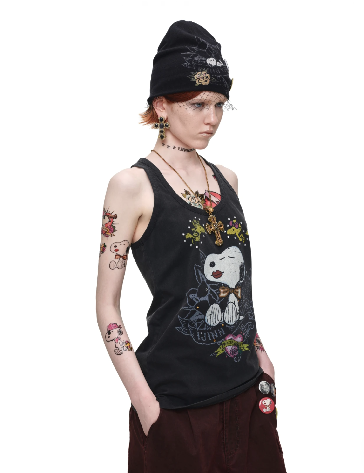 IN STOCK ♱ 1JINN x SNOOPY ੯‧̀͡⬮ SNOOPY VINTAGE GRAPHIC TANK TOP - BLACK - Image 10