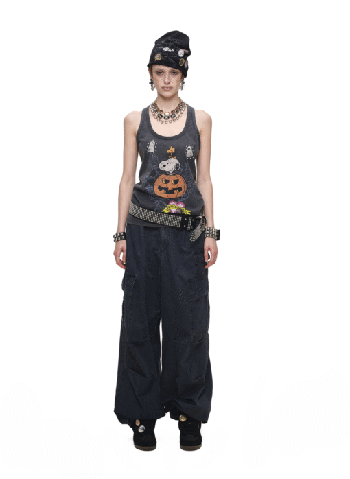 Alternative view of IN STOCK ♱ 1JINN x SNOOPY ੯‧̀͡⬮ PUMPKIN SNOOPY VINTAGE GRAPHIC TANK TOP - WASHED GRAY
