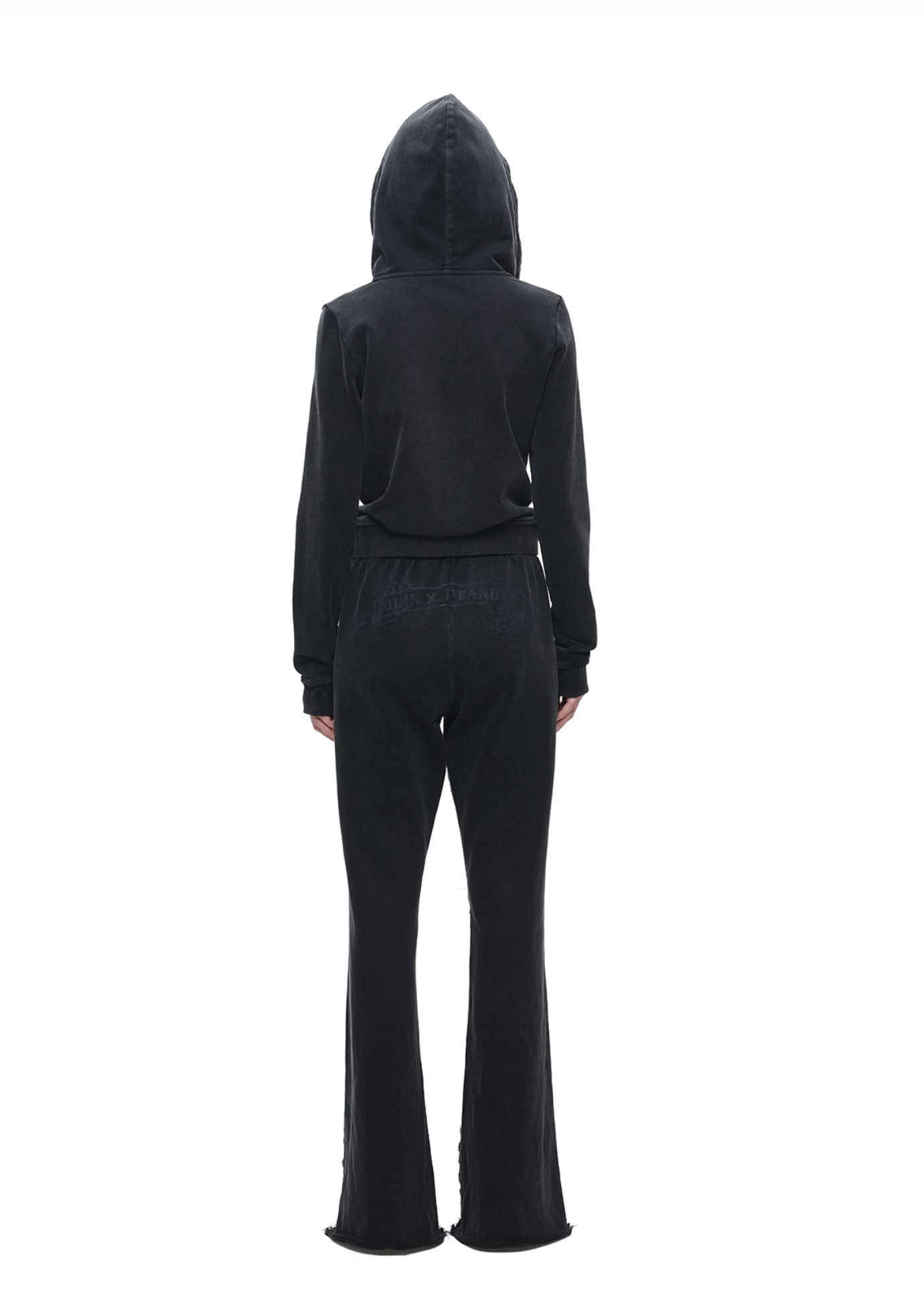 IN STOCK ♱ 1JINN x SNOOPY ੯‧̀͡⬮ PEANUTS VINTAGE HEART GRAPHIC ZIP HOODIE & LOUNGE PANTS - WASHED BLACK - Image 12