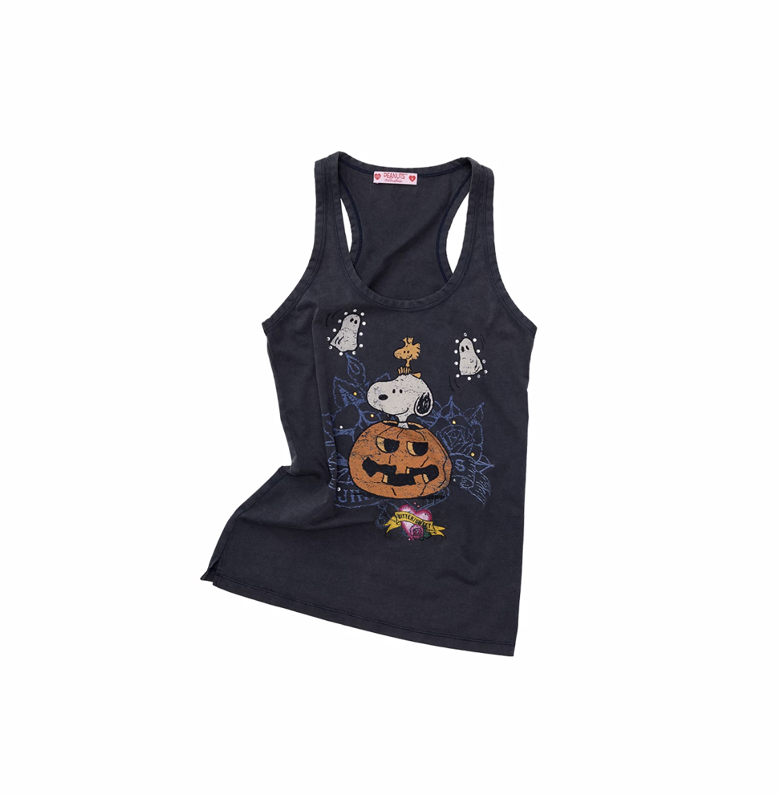 IN STOCK ♱ 1JINN x SNOOPY ੯‧̀͡⬮ PUMPKIN SNOOPY VINTAGE GRAPHIC TANK TOP - WASHED GRAY - Image 5