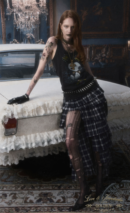 Alternative view of IN STOCK ♱ GRUNGE CHECK RUFFLE SKIRT