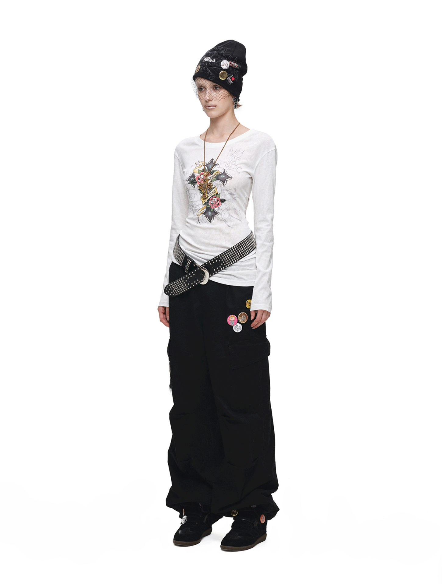 IN STOCK ♱ 1JINN VINTAGE TATTOO CROSS & ROSE OPEN-BACK LONGLINE TOP or MINI DRESS - 2colors - Image 3