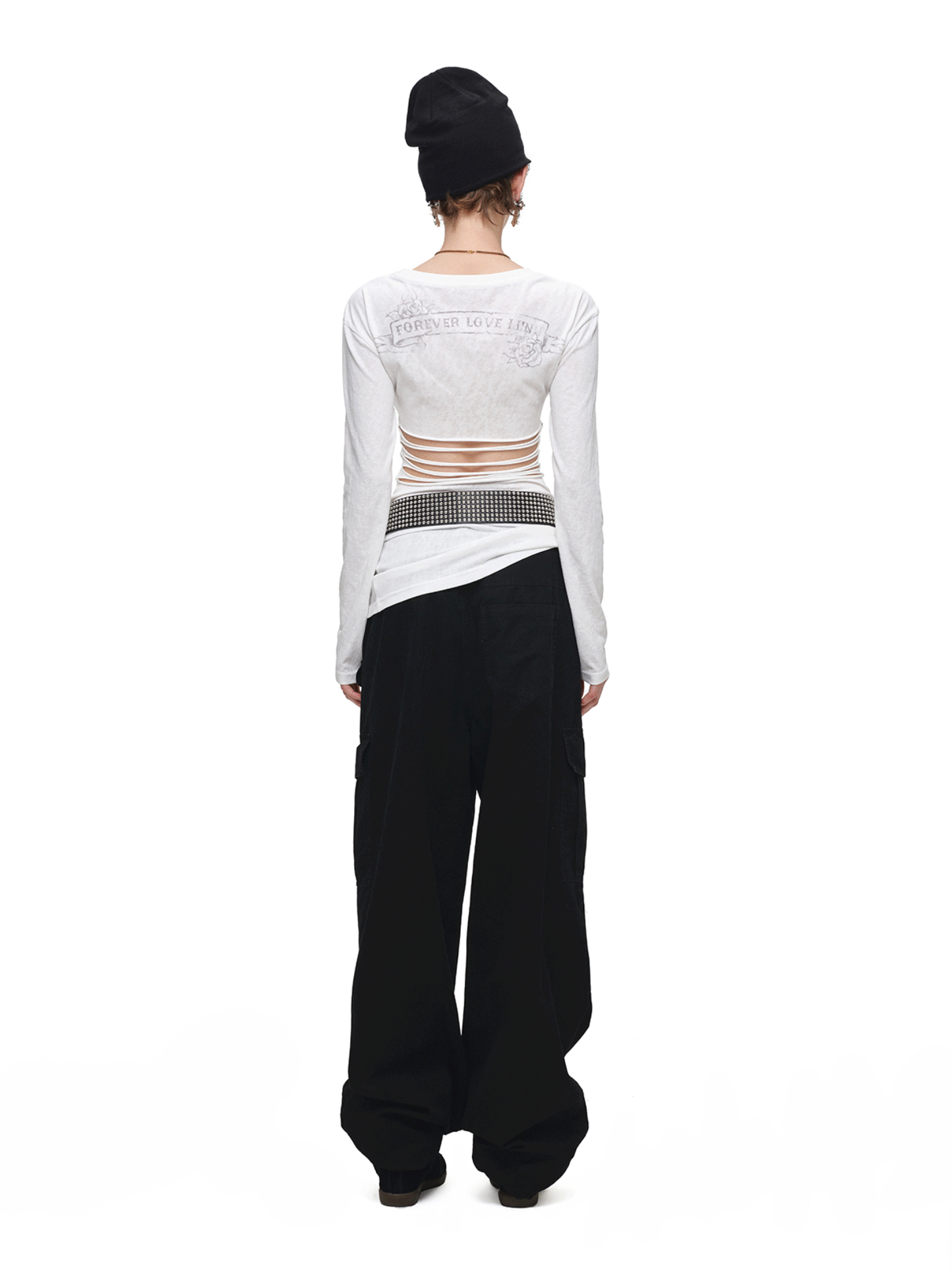 IN STOCK ♱ 1JINN VINTAGE TATTOO CROSS & ROSE OPEN-BACK LONGLINE TOP or MINI DRESS - 2colors - Image 4