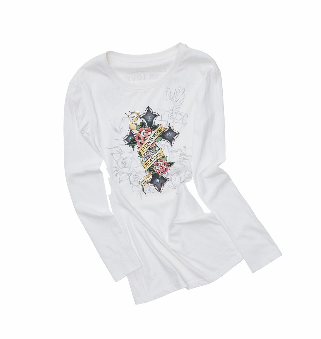 IN STOCK ♱ 1JINN VINTAGE TATTOO CROSS & ROSE OPEN-BACK LONGLINE TOP or MINI DRESS - 2colors - Image 13
