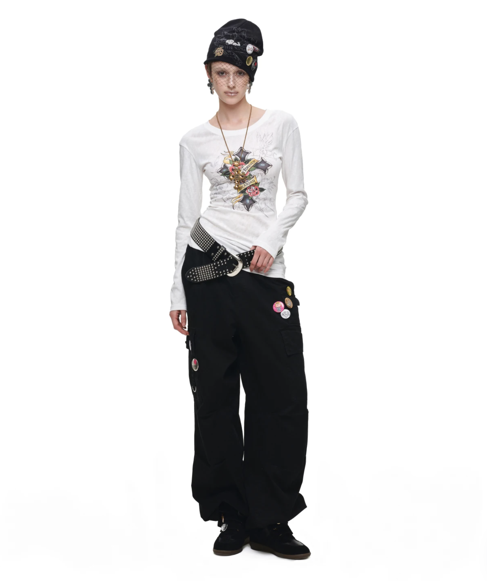 IN STOCK ♱ 1JINN VINTAGE TATTOO CROSS & ROSE OPEN-BACK LONGLINE TOP or MINI DRESS - 2colors - Image 11
