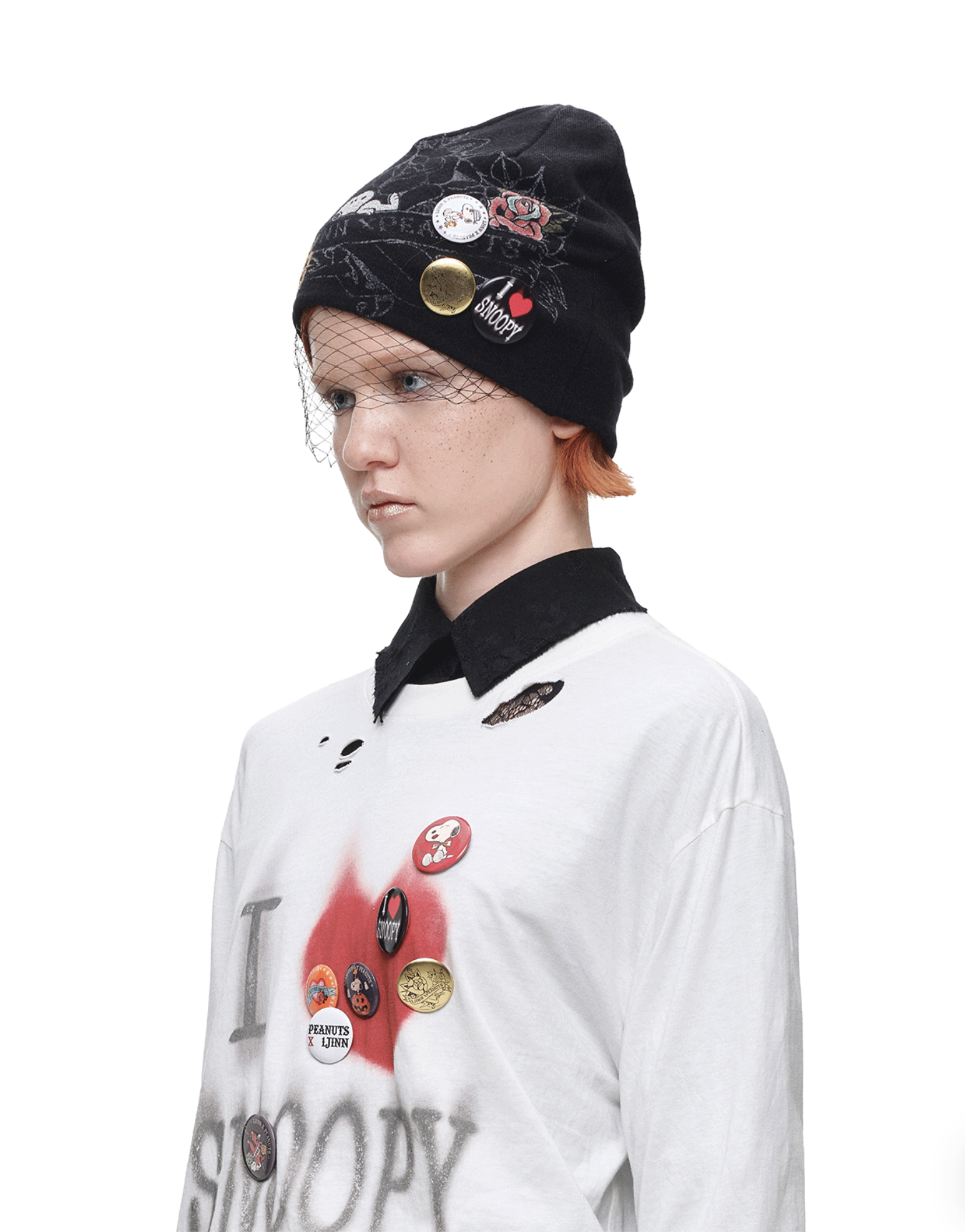 IN STOCK ♱ 1JINN TATTOO SNOOPY GRAPHIC BEANIE WITH PIN SET - BLACK - Image 10