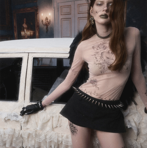Alternative view of IN STOCK ♱ 1JINN TATTOO MESH SECOND-SKIN TOP