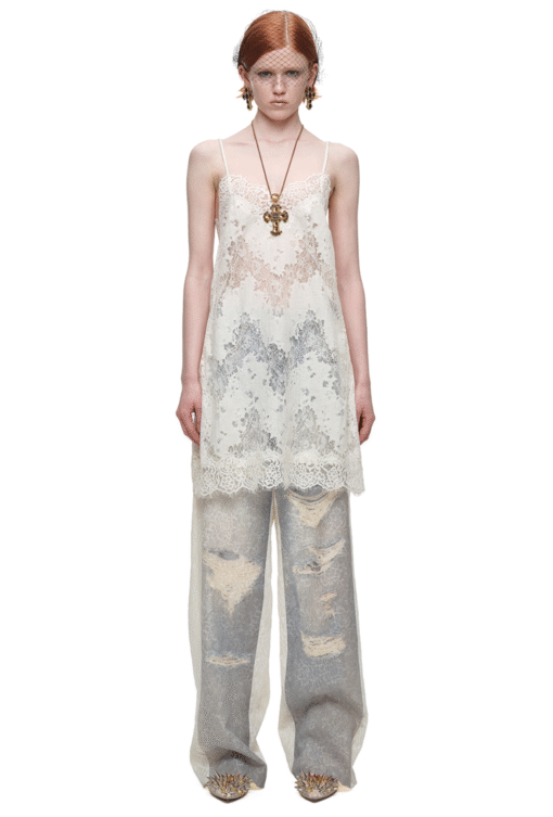IN STOCK ♱ ROMANTIC LACE CAMISOLE SLIP DRESS or LONGLINE TOP - WHITE