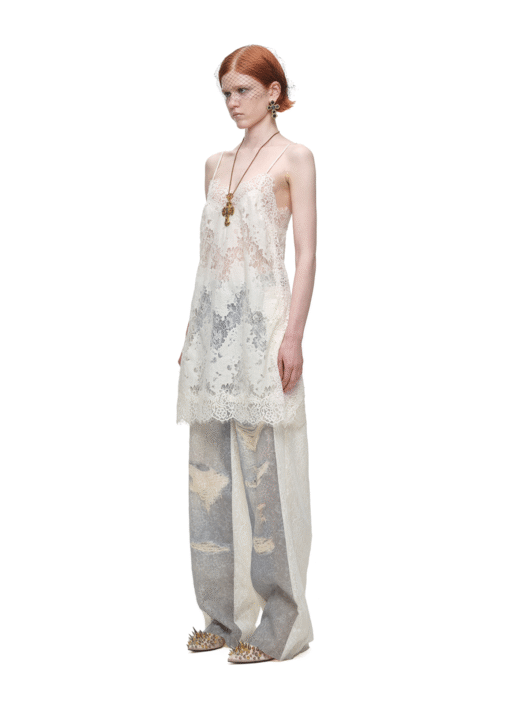 Alternative view of IN STOCK ♱ ROMANTIC LACE CAMISOLE SLIP DRESS or LONGLINE TOP - WHITE
