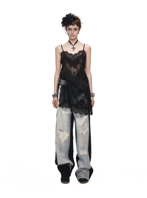 Alternative view of IN STOCK ♱ ROMANTIC LACE CAMISOLE SLIP DRESS or LONGLINE TOP - BLACK