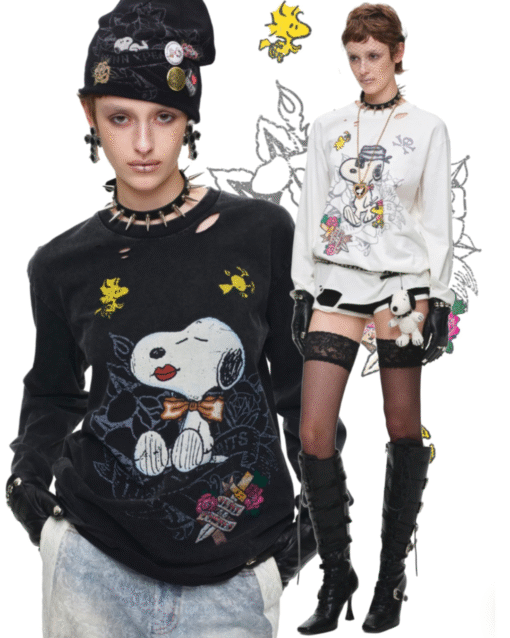 IN STOCK ♱ 1JINN x SNOOPY ੯‧̀͡⬮ VINTAGE PIRATE SNOOPY DISTRESSED SWEATSHIRT - 2colors