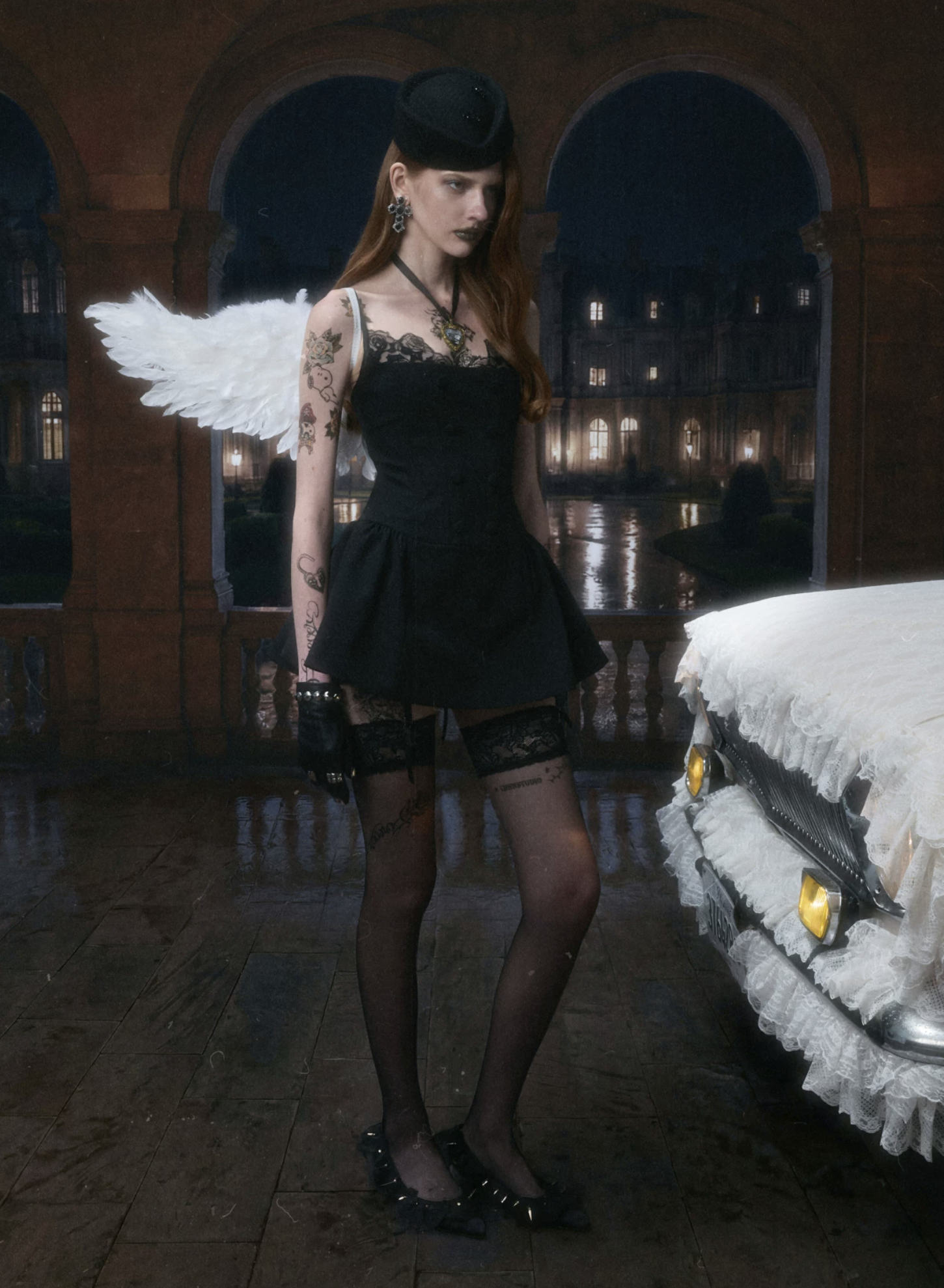 IN STOCK ♱ ROMANTIC LACE CORSET MINI DRESS ♱ BLACK - Image 4