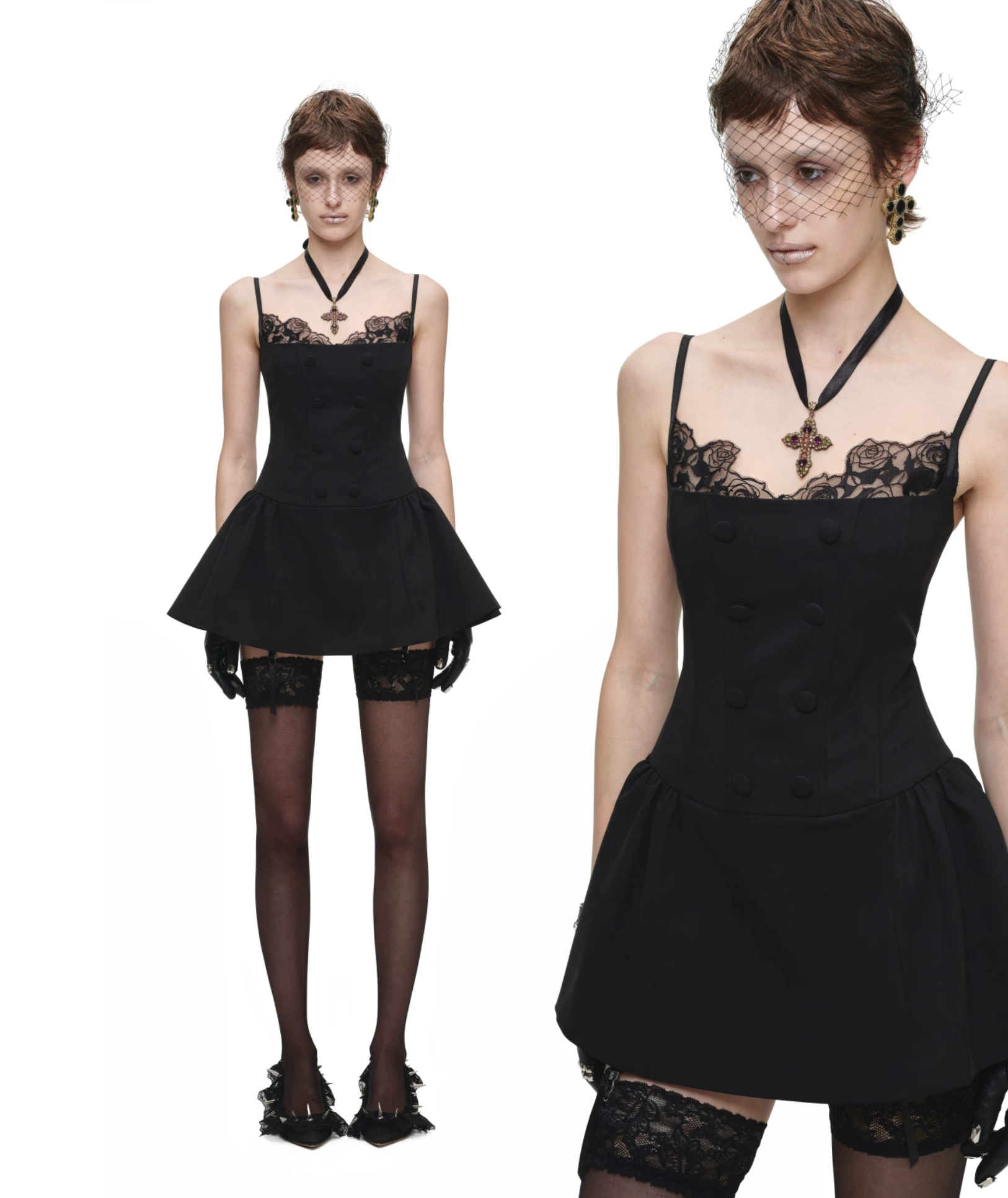 IN STOCK ♱ ROMANTIC LACE CORSET MINI DRESS ♱ BLACK