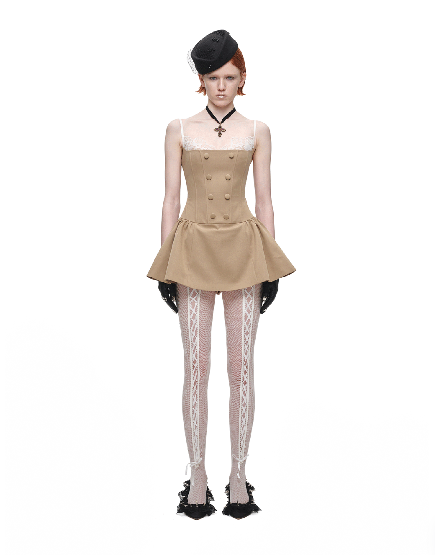 IN STOCK ♱ ROMANTIC LACE CORSET MINI DRESS ♱ BEIGE - Image 2