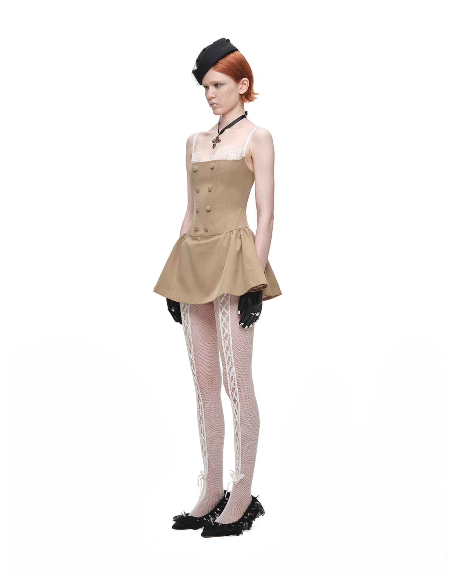 IN STOCK ♱ ROMANTIC LACE CORSET MINI DRESS ♱ BEIGE - Image 3